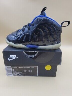 Nike Little Posite One Space Jam Toddler Kid's Shoes Size 9C Black Blue with Box